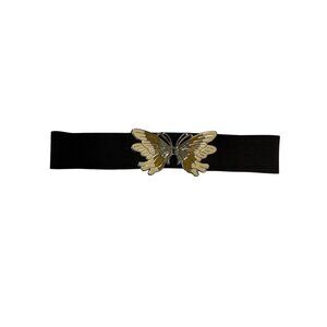 Elastic Waist Belt With Gold Butterfly Buckle Made In Korea